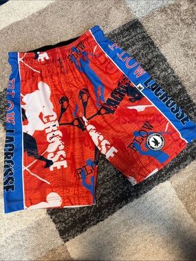 Boys’ Flow Society shorts, “Flow Lacrosse” lacrosse design, size S GUC!